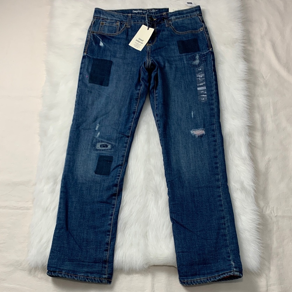 GAP Kids Indigo Distressed - Jeans Fleece-Lined  Winter Jeans